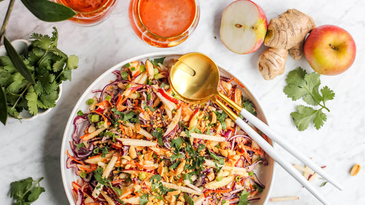 Apple and Cabbage Slaw with Miso Dressing
