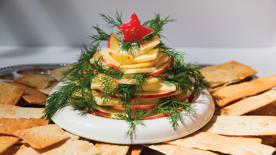 Christmas Tree Cheese Tower with Apples